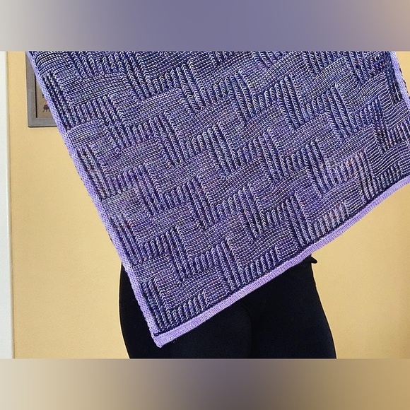 Stairway wrap, handmade knit scarf wrap shawl brioche reversible - Picture 4 of 6